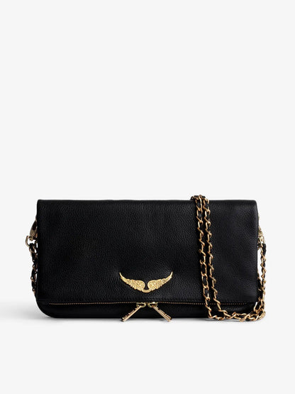 ZADIG & VOLTAIRE - Pochette noire en cuire et dorée