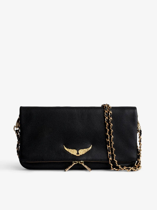 ZADIG & VOLTAIRE - Pochette noire en cuire et dorée